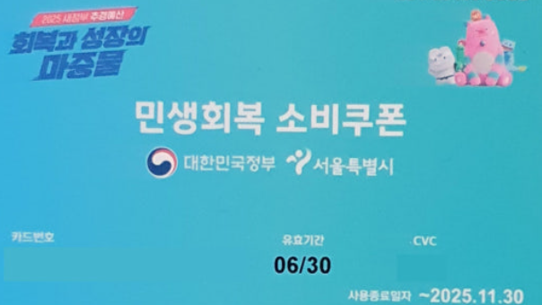 민생회복 소비쿠폰 카드