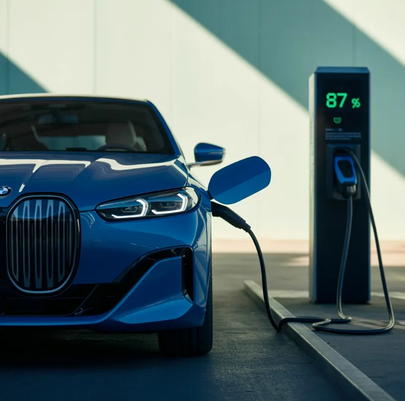 전기차 충전 비교 이미지 - 전기차 충전 중인 BMW 전기차