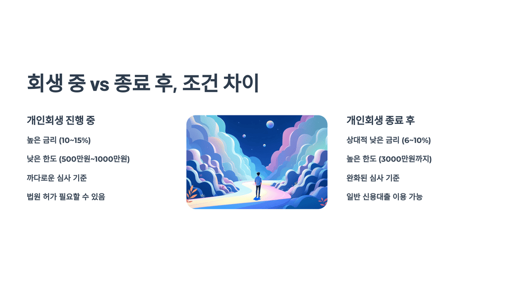 회생 중 vs 종료 후 조건 차이