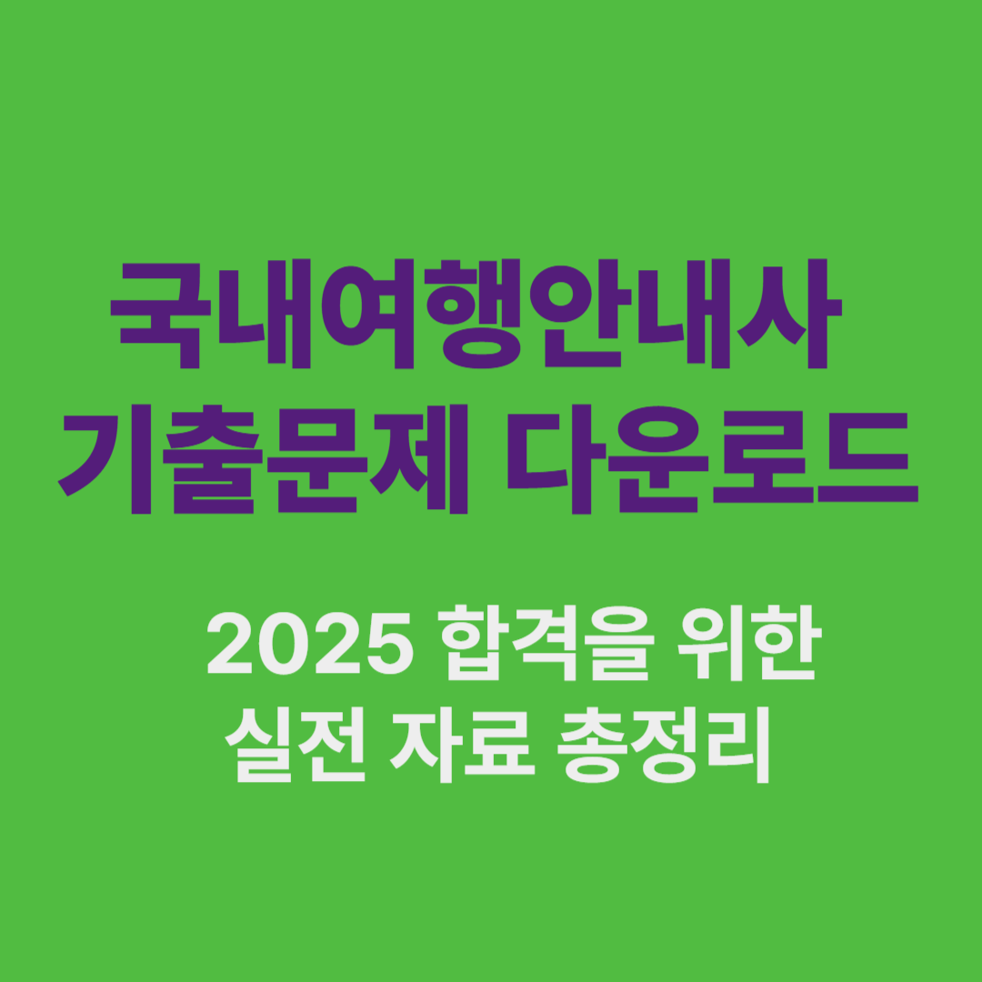 국내여행안내사 기출문제 다운로드 및 활용 전략