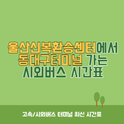 울산신복환승센터에서 동대구터미널 가는 시외버스 시간표 최신정보