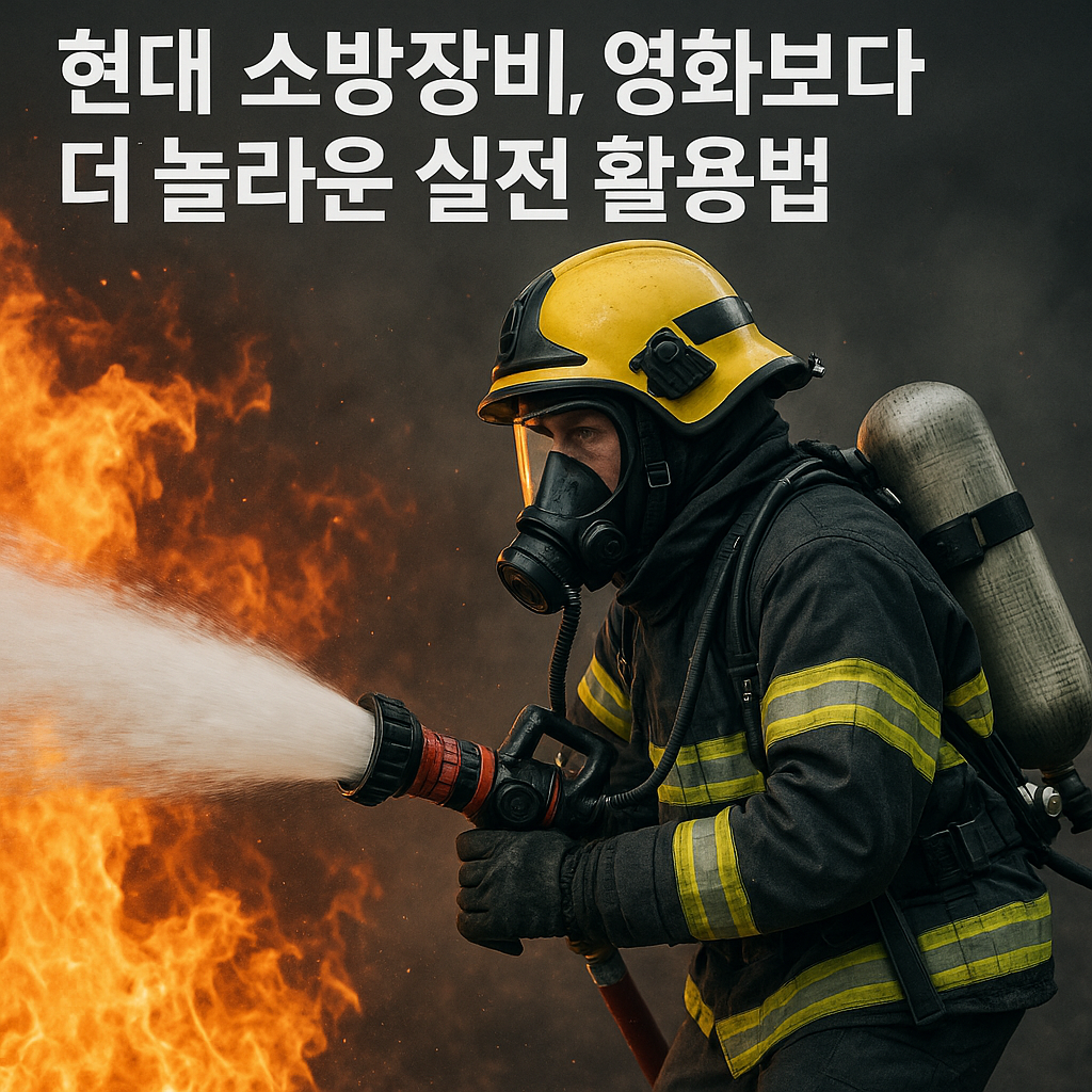 화염을-향해-고압-호스를-조준하는-방독면-착용-소방관의-모습과-함께-현대-소방장비의-실전-투입-장면을-담은-이미지