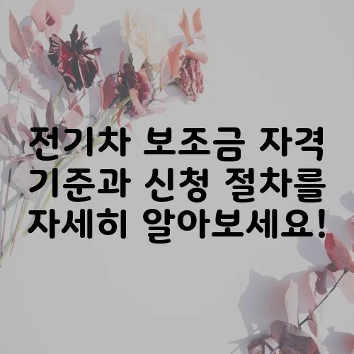전기차 보조금 자격 기준과 신청 절차를 자세히 알아보세요!