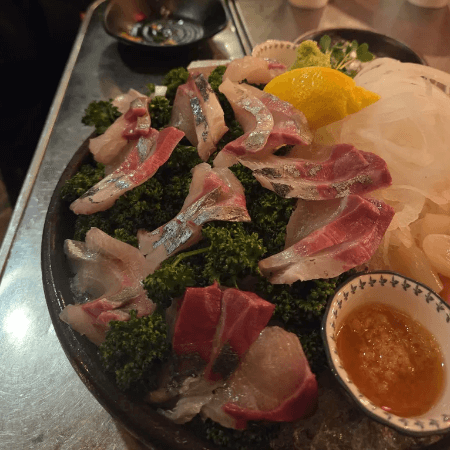 줄 무늬 전갱이 회(시마아지)