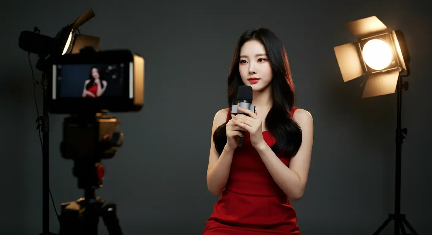 유튜브 촬영을 하는 여성