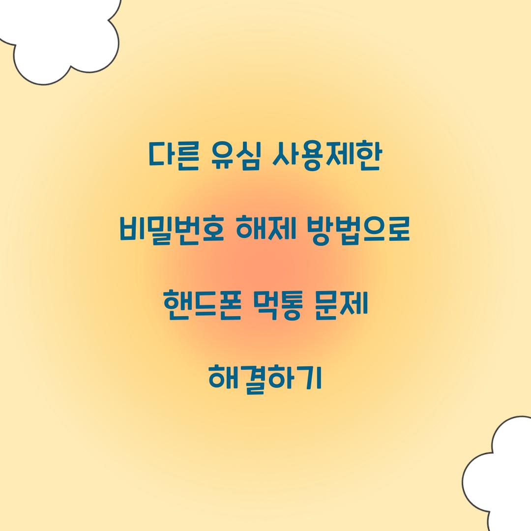 다른 유심 사용제한 비밀번호