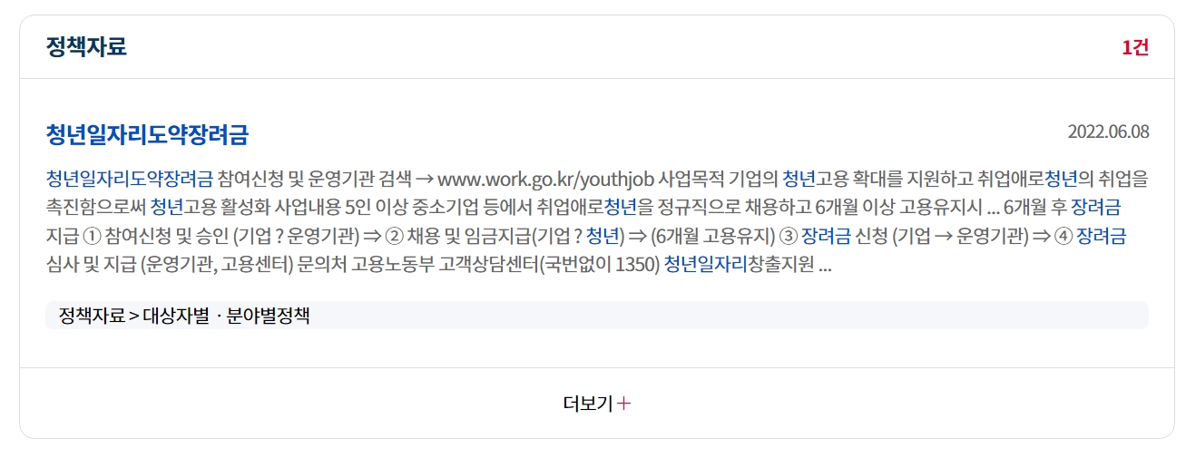 청년일자리 도약장려금 청책자료