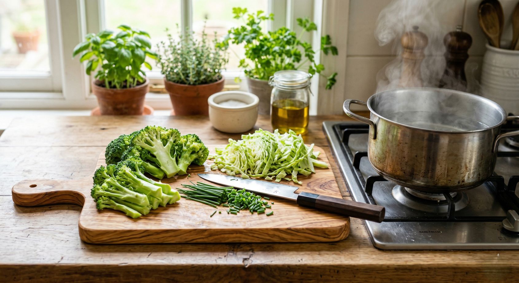 십자화과 채소는 5분 이내로 데쳐서 아삭한 식감을 살리는게 좋다.