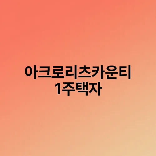 아크로리츠카운티 1주택자