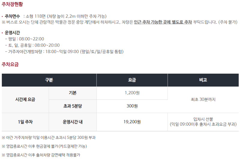 서울생활사박물관 주차안내 정보