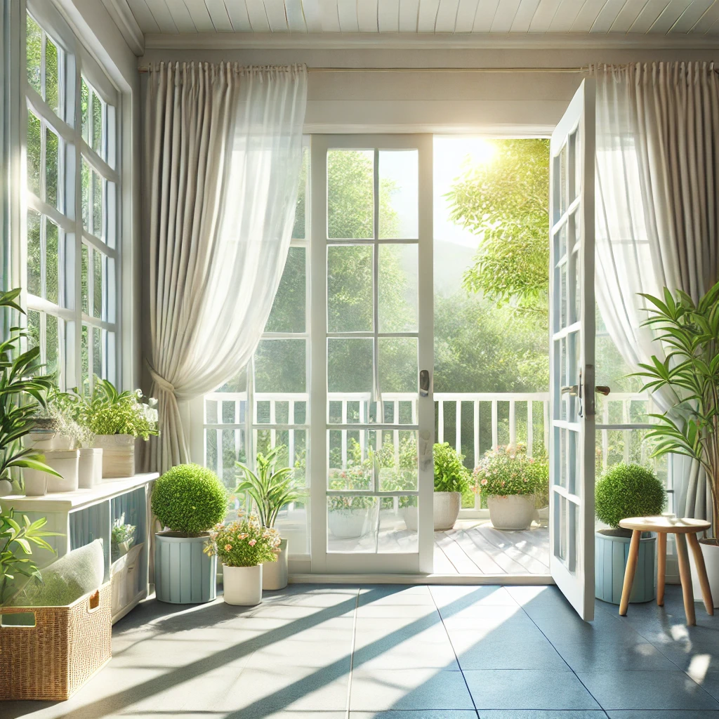 베란다 곰팡이를 제거하고 쾌적한 환경을 유지하는 모습