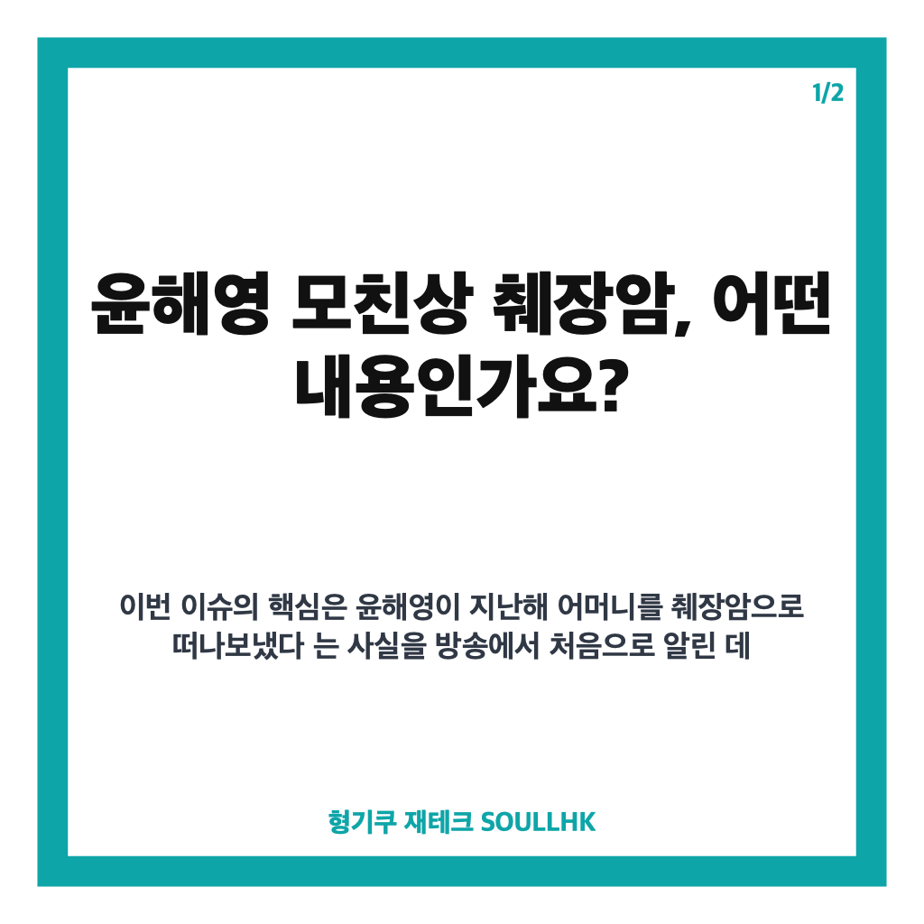 윤해영 모친상 췌장암 고백, 아침마당에서 전한 어머니 향한 그리움 카드뉴스 1
