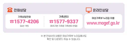 한부모가정 상담 전화번호 및 사이트