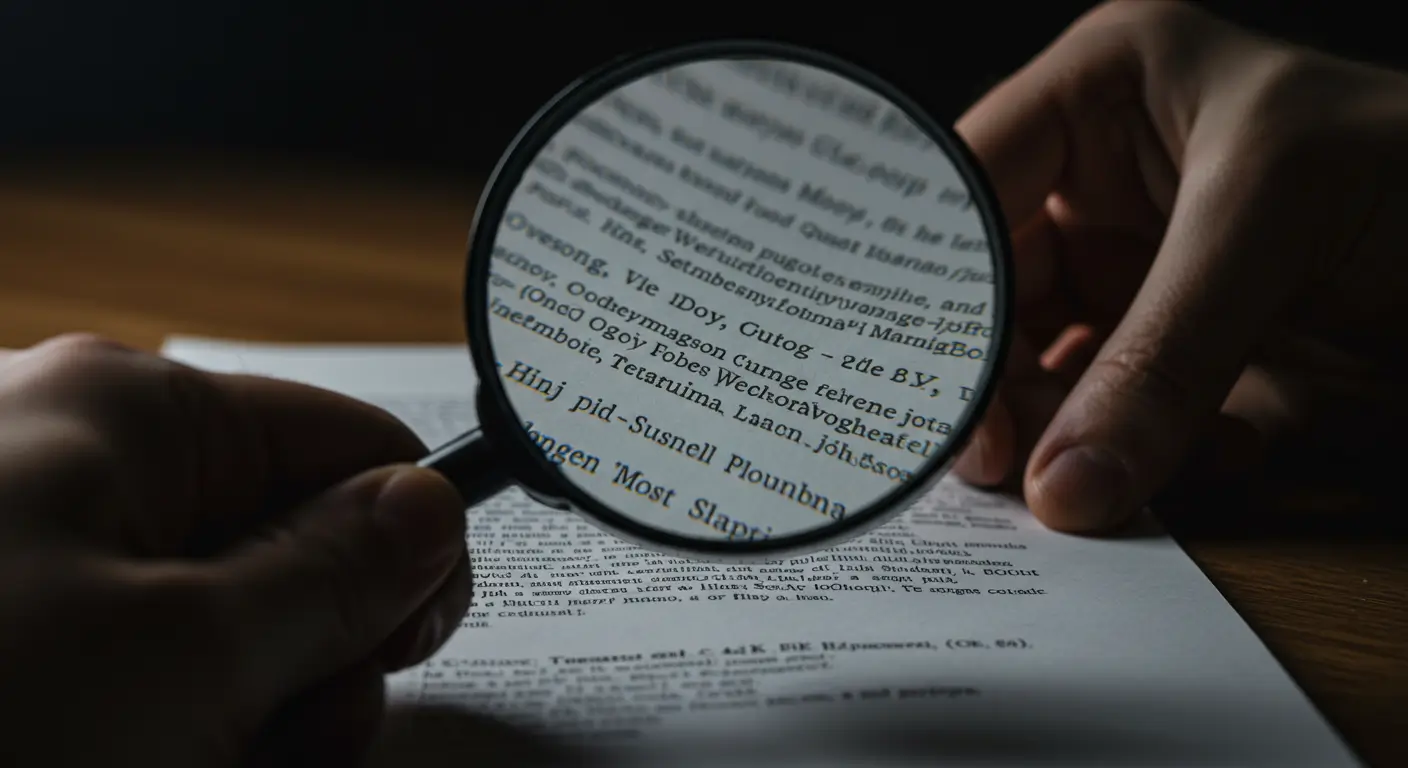 채무통합 상담 시 불법업체를 피하기 위해 계약서를 꼼꼼히 확인하는 모습