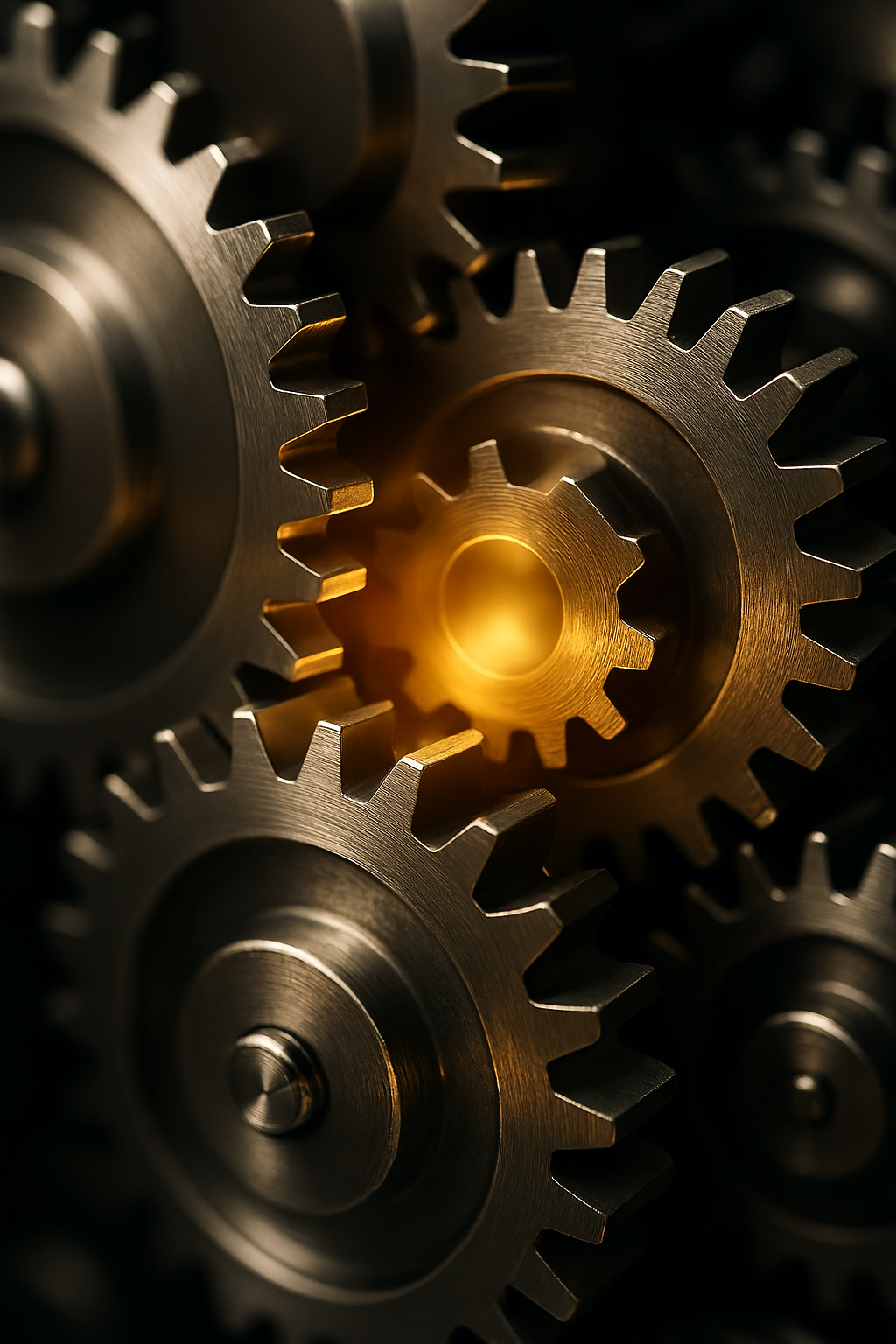 정교하게 맞물린 은색 기어 매크로 사진. 기술적 해결책을 상징하는 이미지입니다.
