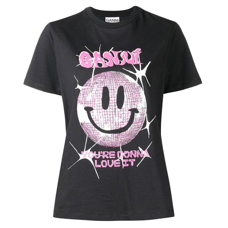 GANNI 가니 여성 스마일 로고 팬텀 반팔티 T3358 252