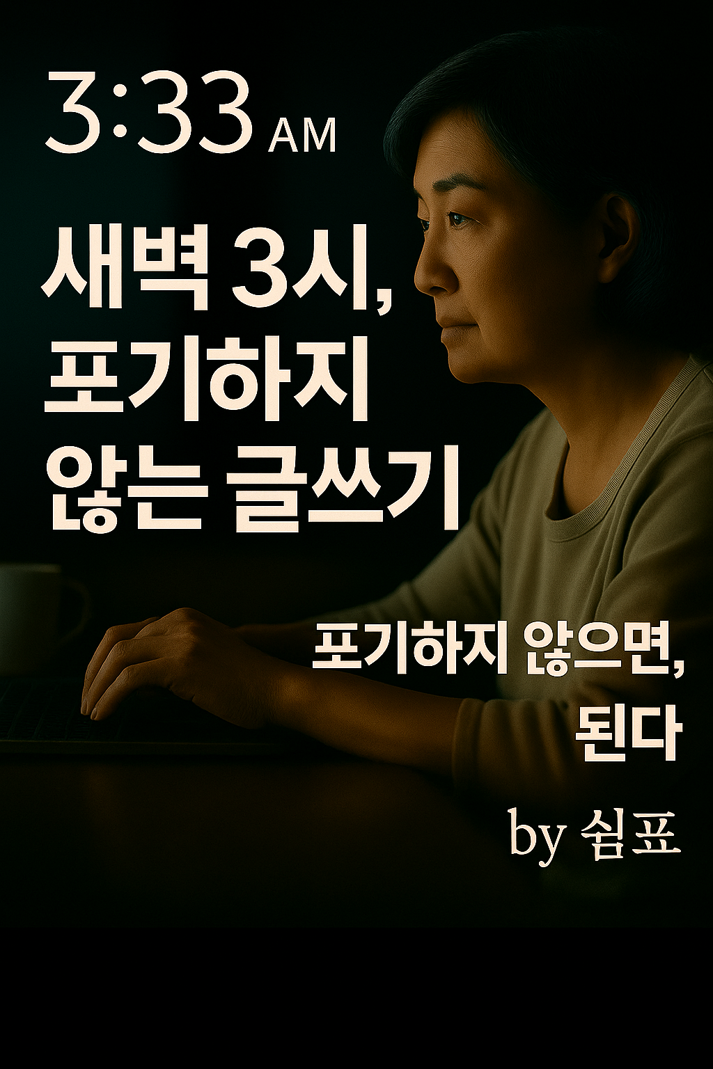 창문을 통해 흘러드는 부드러운 빛 속에 앉아 있는 인물의 실루엣, 시간의 흐름과 고요한 내면을 상징하는 장면