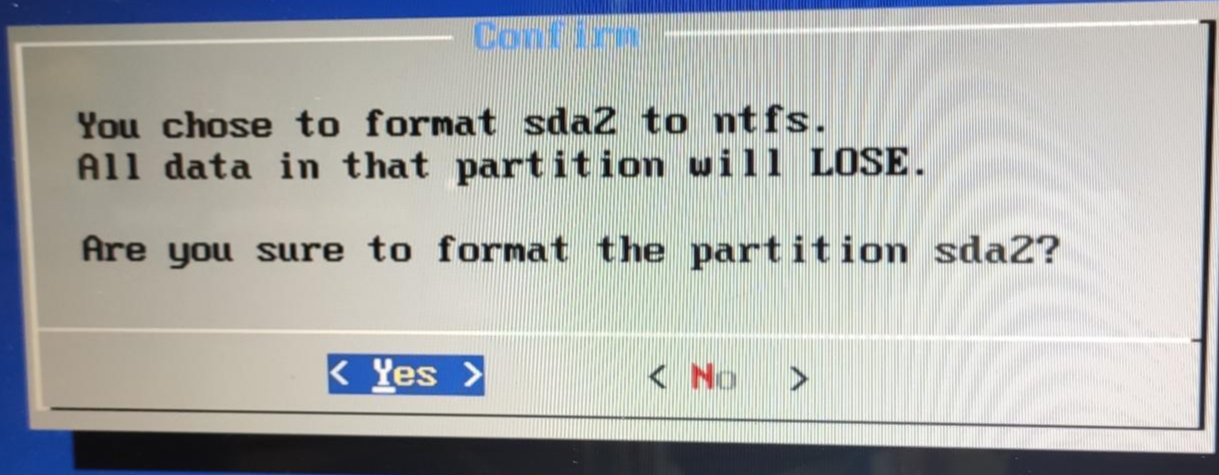 데이터 손실에 대한 경고창