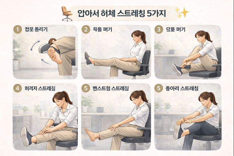 앉아서 할 수 있는 간단한 하체 스트레칭 5가지