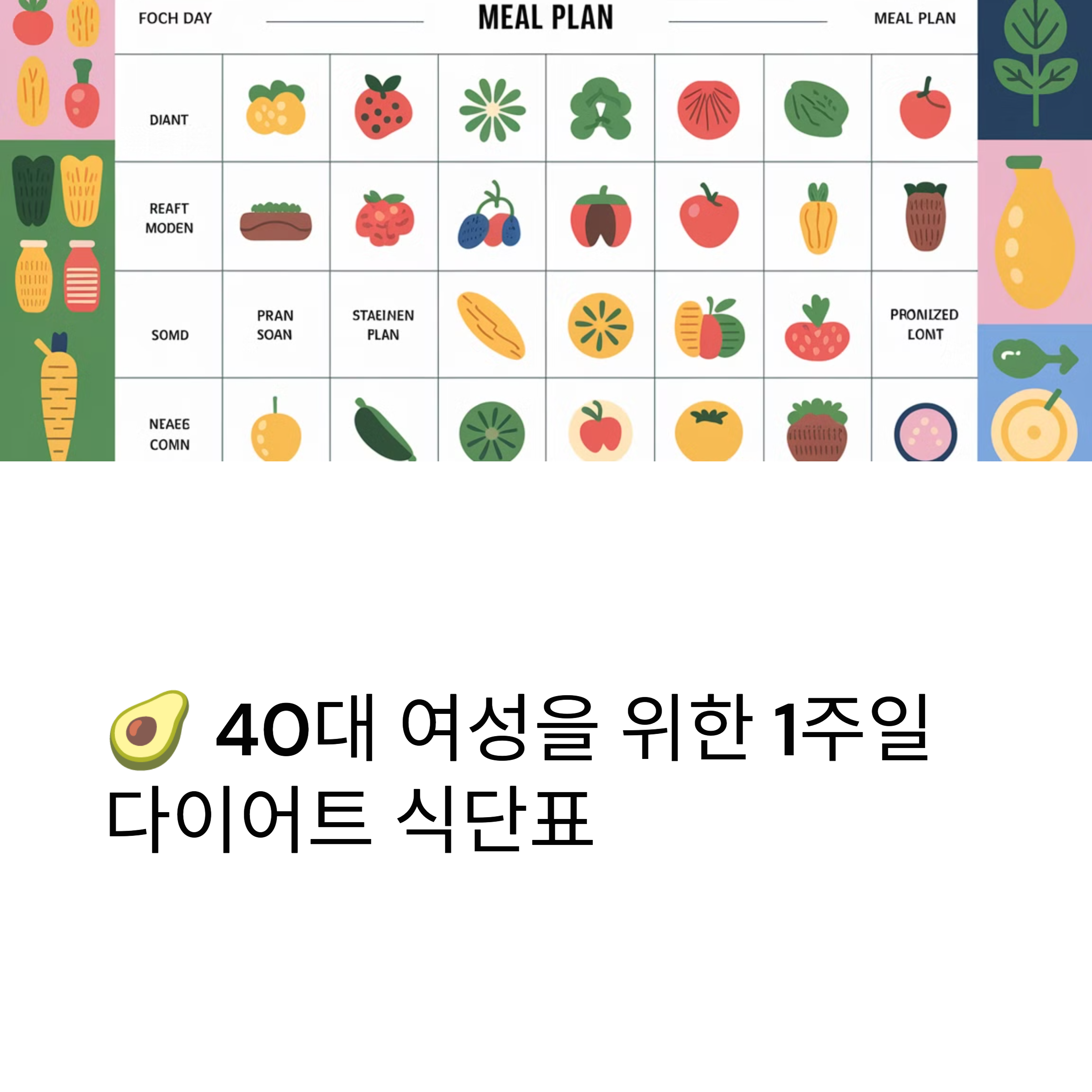 40대 여성을 위한 1주일 다이어트 식단표 (1200~1500kcal)