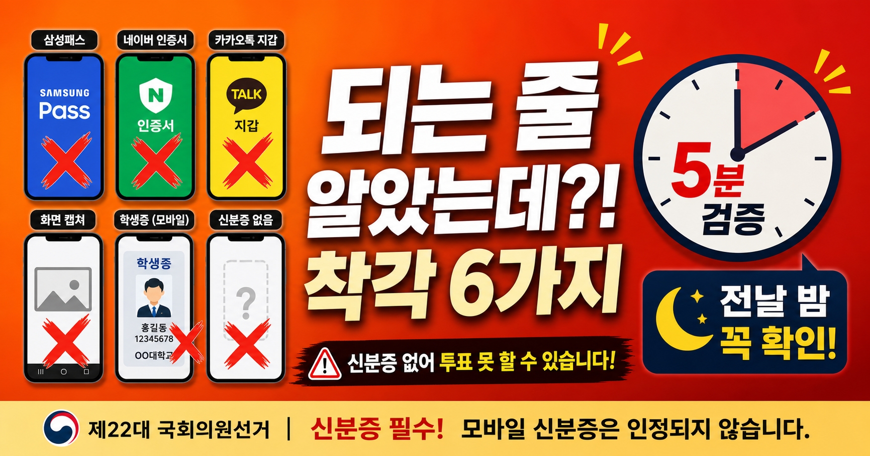 6.3 사전투표 모바일 신분증 되는 줄 알았는데 착각 6가지 투표 전날 밤 5분 검증 루틴 썸네일