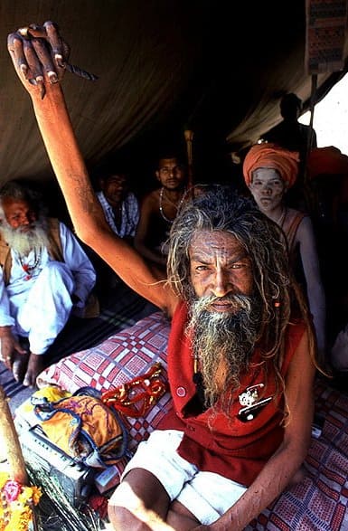 평생 오른손을 들고 사는 인도인