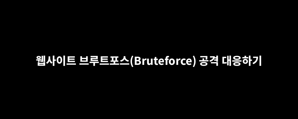 웹사이트 브루트포스(Bruteforce) 공격 대응하기