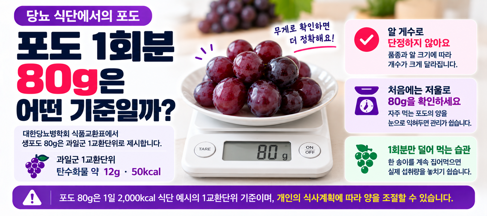 당뇨 포도 1회분 생포도 80g 식품교환표 기준 안내 이미지