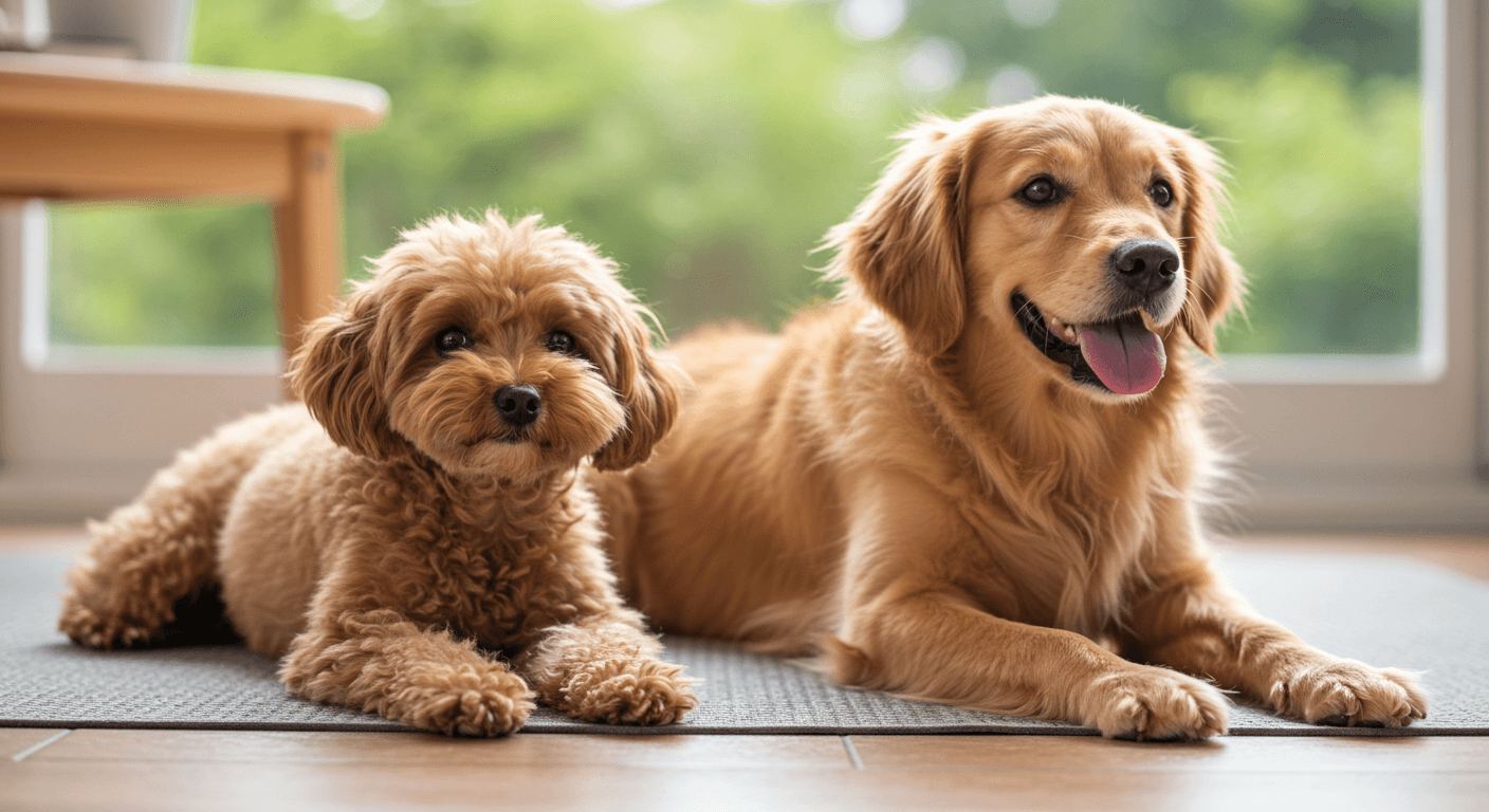여름철 실내에서 쉬고 있는 건강한 댕댕이들