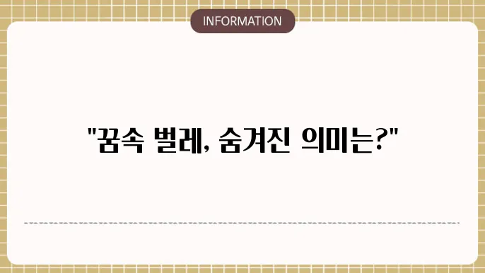 구더기나오는꿈벌잡는꿈 벌꿈 벌레많이나오는꿈 거미물리는꿈 해몽