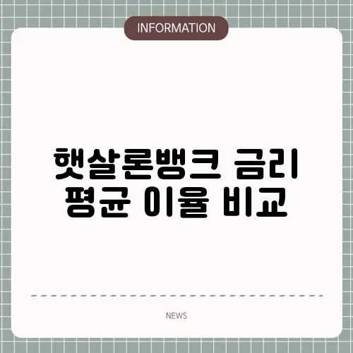 햇살론뱅크 금리 평균 이율 비교