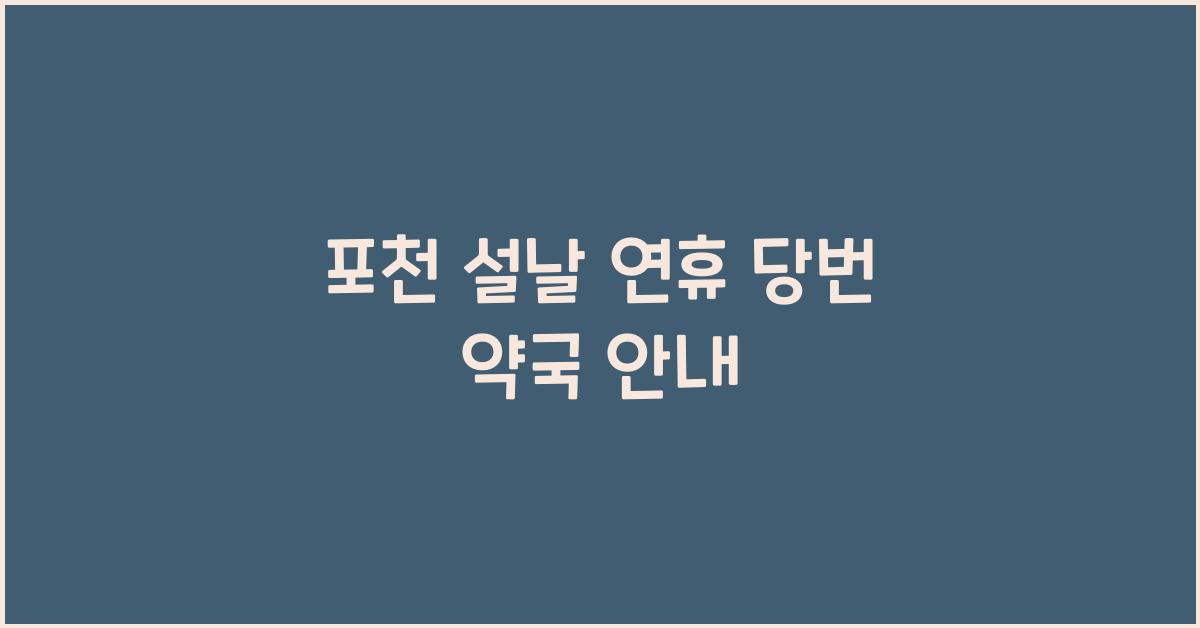포천 설날 연휴 당번 약국