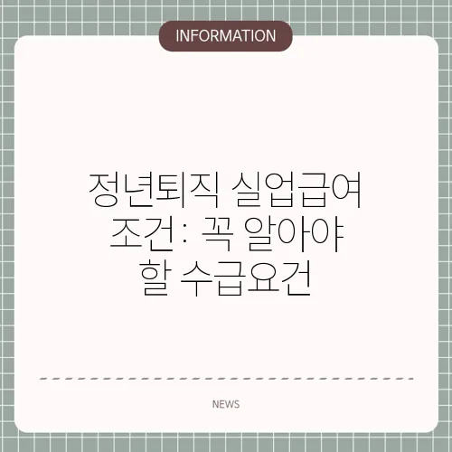 정년퇴직 실업급여 조건: 꼭 알아야 할 수급요건