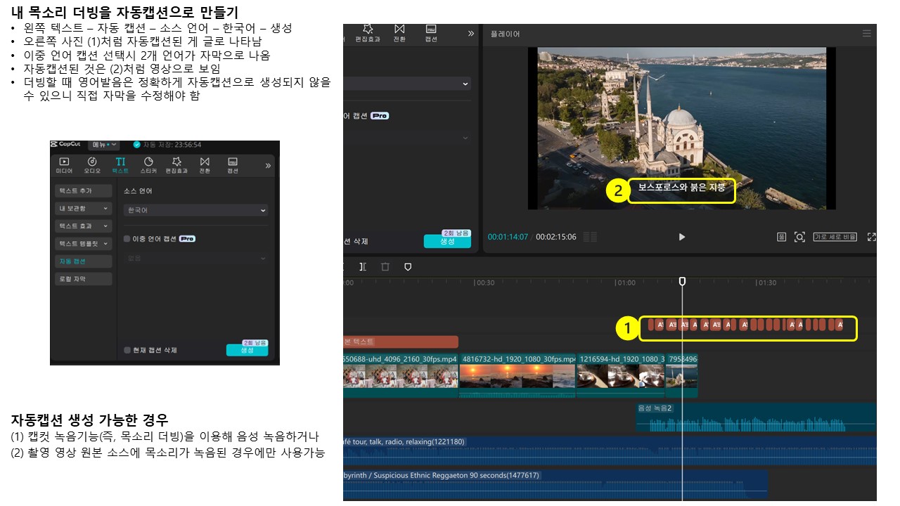 목소리 더빙한 걸 자동캡션으로 만드는 방법