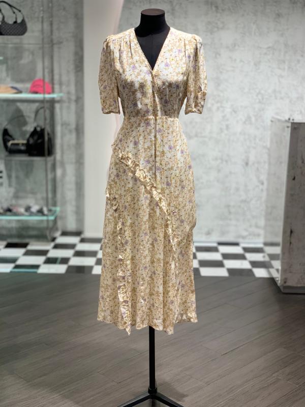 시슬리 실키 프린트 프릴 원피스 SAOP37231GN