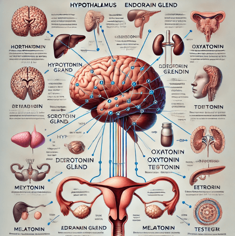 뇌와 호르몬의 연결을 보여주는 이미지