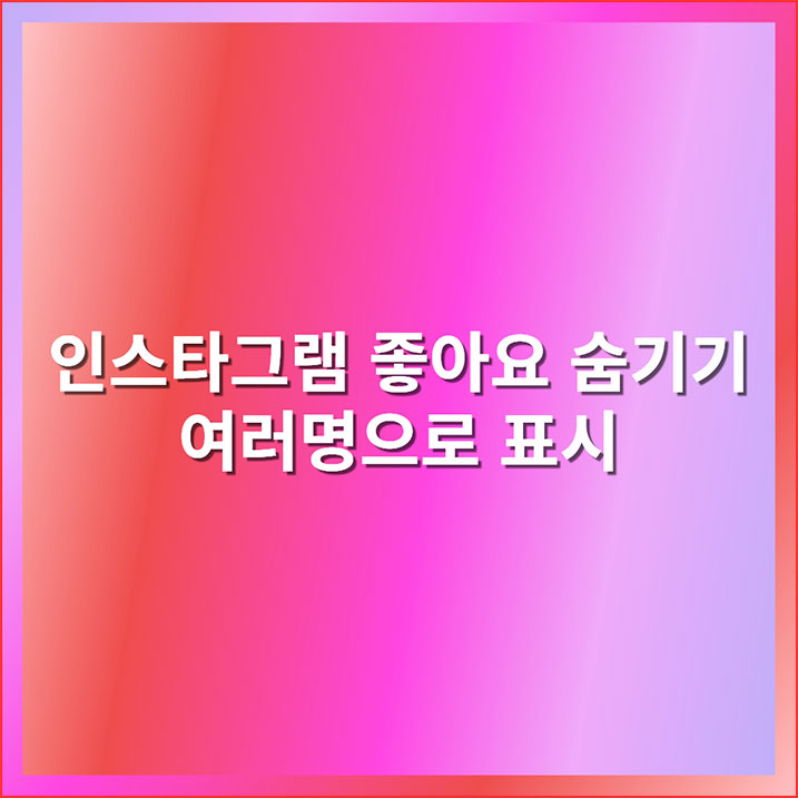 인스타그램 좋아요 수 숨기기