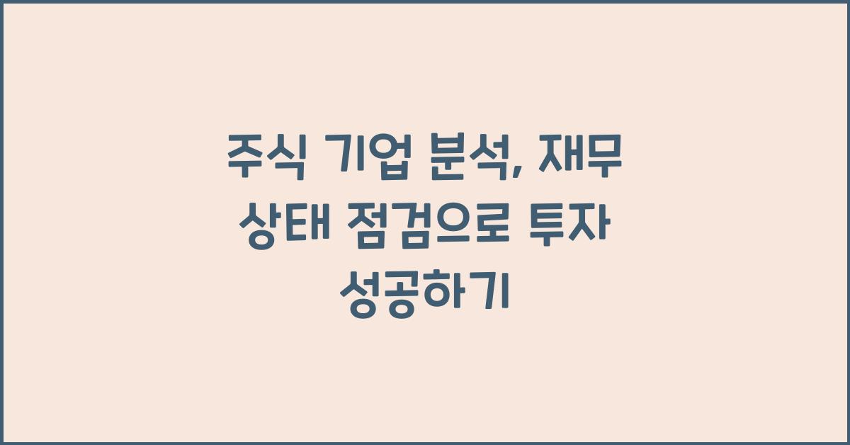 주식 기업 분석, 재무 상태 점검