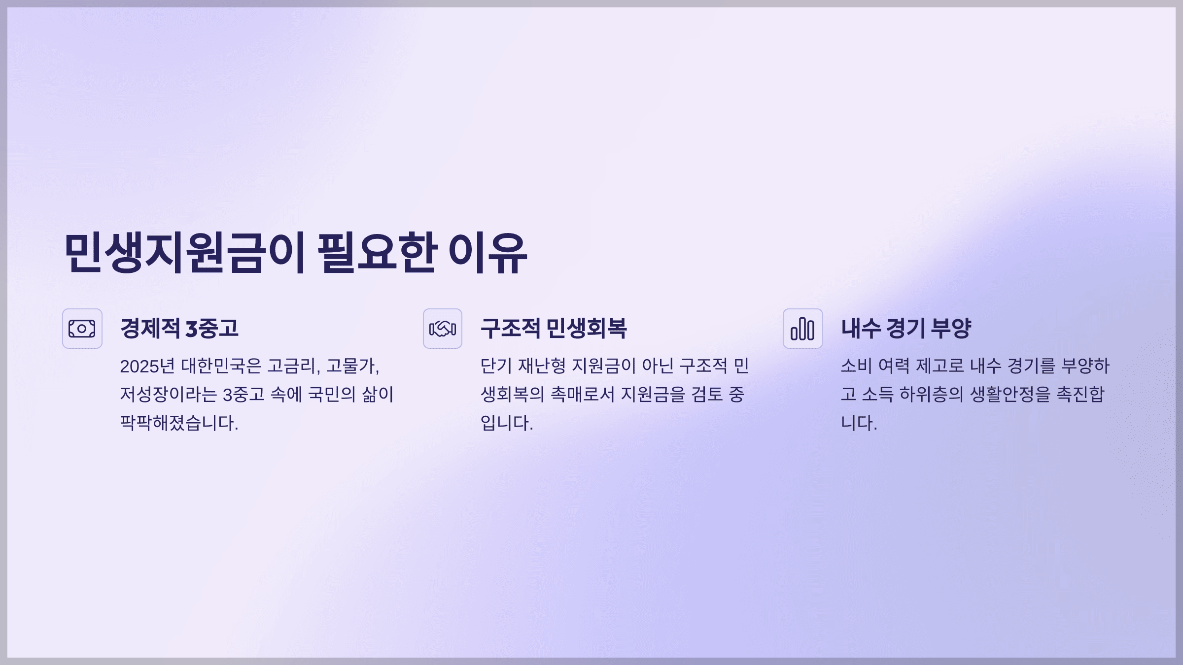 민생지원금이 필요한 이유