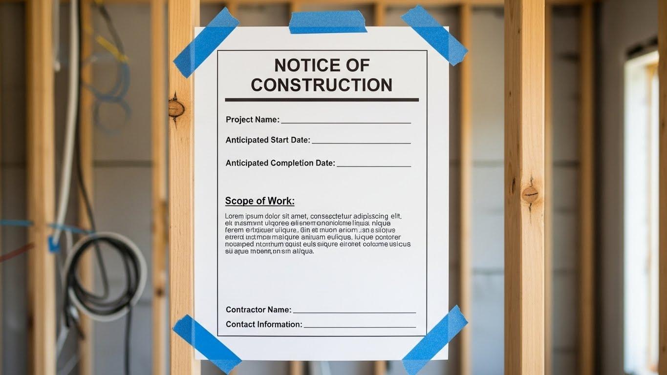 인테리어 공사 안내문 양식