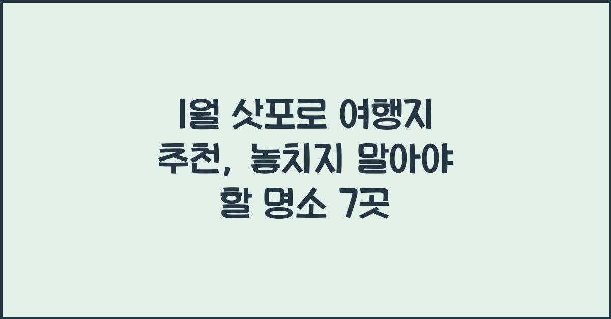 1월 삿포로 여행지 추천
