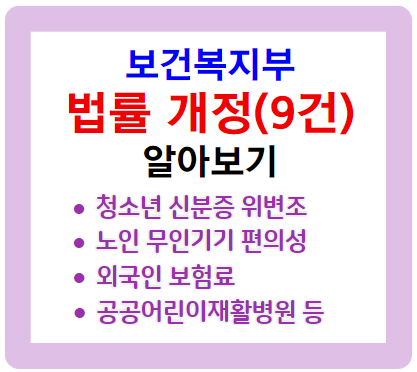 보건복지부 법률 개정 9개, 우리 삶에 어떤 영향을 줄까?