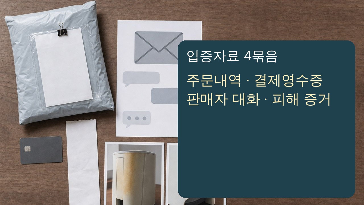 해외 카드결제 차지백 신청 서류로 주문내역 결제영수증 판매자 대화와 피해 증거를 정리한 장면