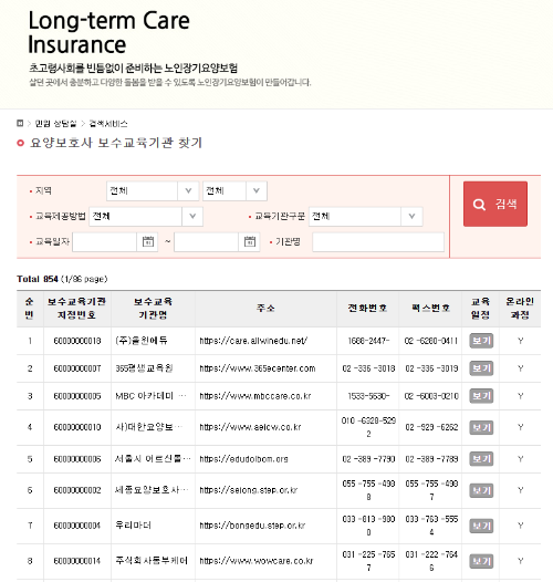 요양보호사 보수교육기관