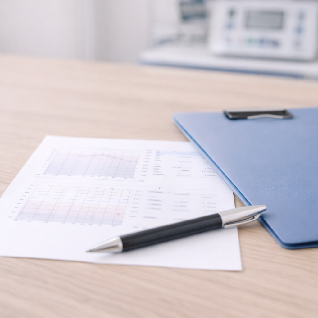 돌발성난청 진단을 위한 청력검사를 상징하는 정물 이미지