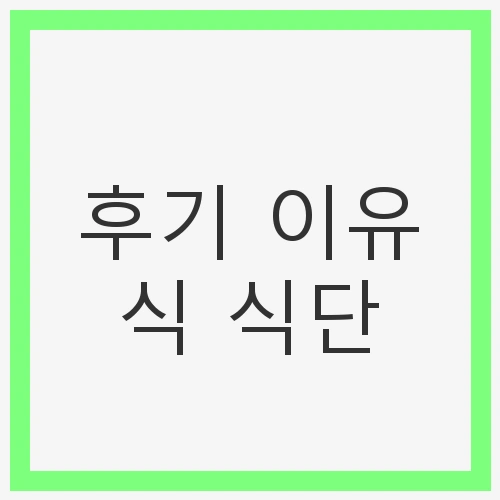 후기 이유식 식단