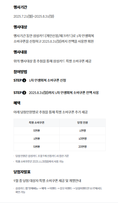 삼성카드 민생회복 소비쿠폰 이벤트