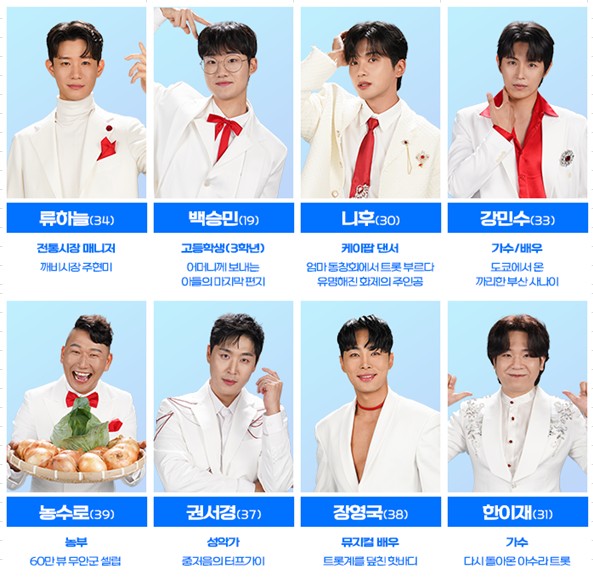 미스터트롯3 참가자/출연자/출연진 류하늘, 백승민, 니후, 강민수, 농수로, 권서경, 장영국, 한이재