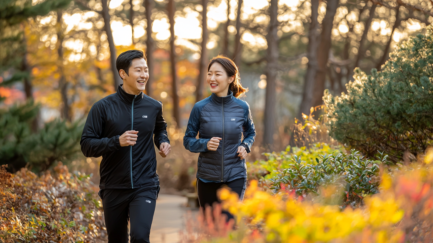 바쁜 직장인 커플이 함께 건강관리를 위해 조깅하고 있는 모습