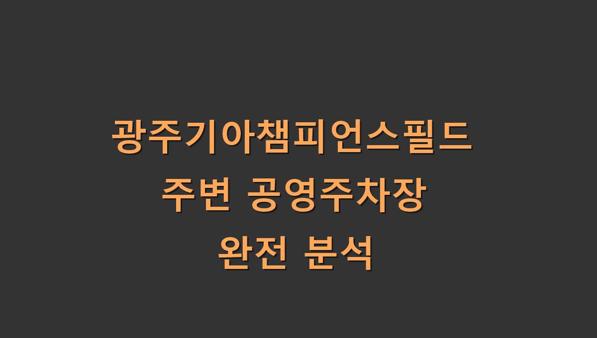 광주기아챔피언스필드 주변 공영주차장 완전 분석